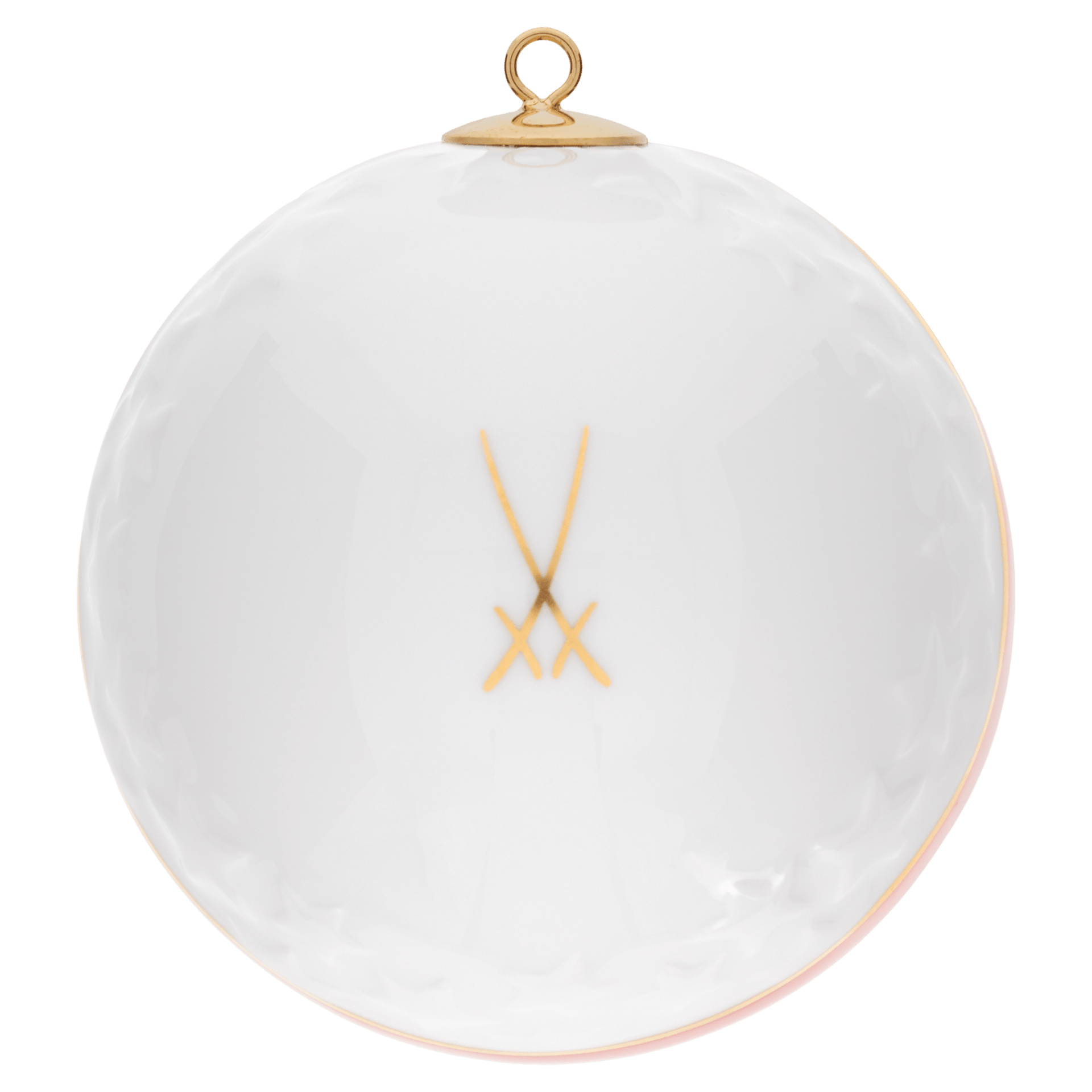 Kugel Reliefsterne, Hirsch, rot/gold, Ø 7 cm | Meissen Zweigschmuck Kugel Kollektion 79A732 - 55M39 - Meissen Weimar