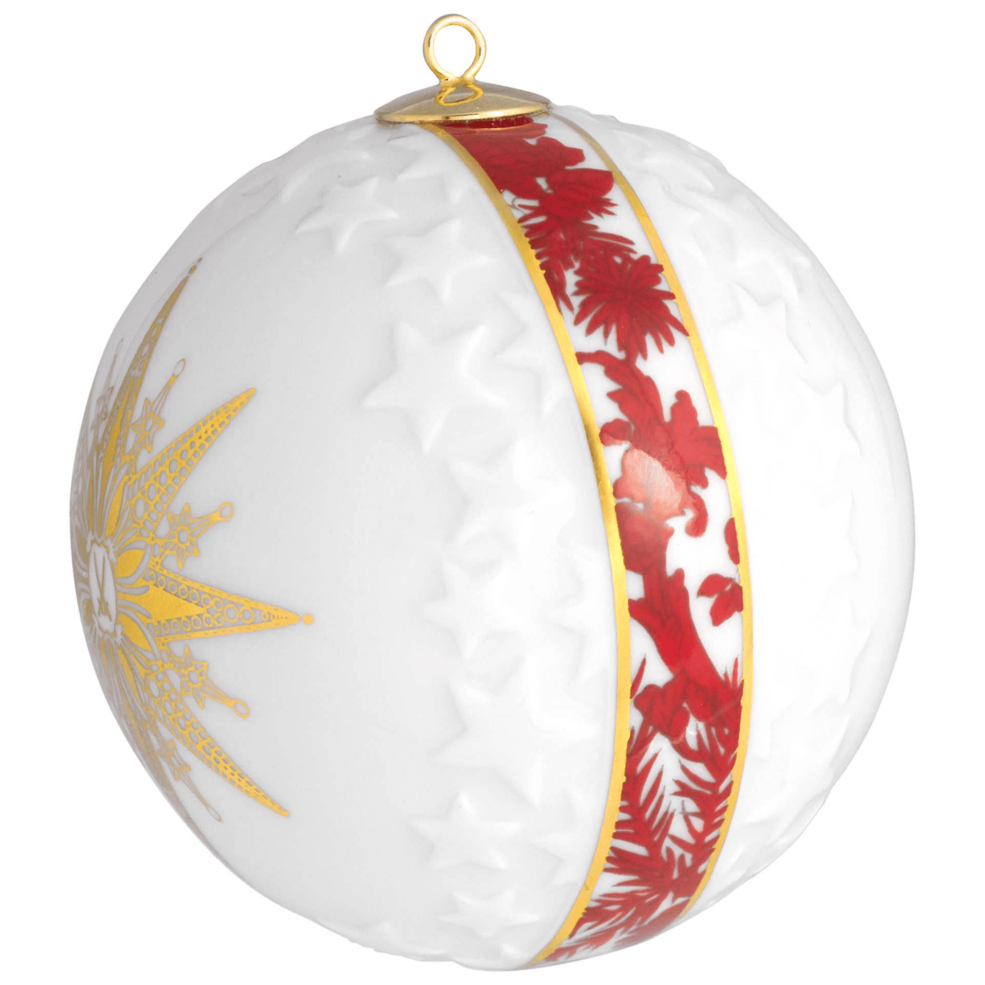 Kugel Reliefsterne, "Meissen Christmas Star", rot, Ø 7 cm | Meissen Zweigschmuck Kugel Kollektion 79A941 - 55M39 - Meissen Weimar
