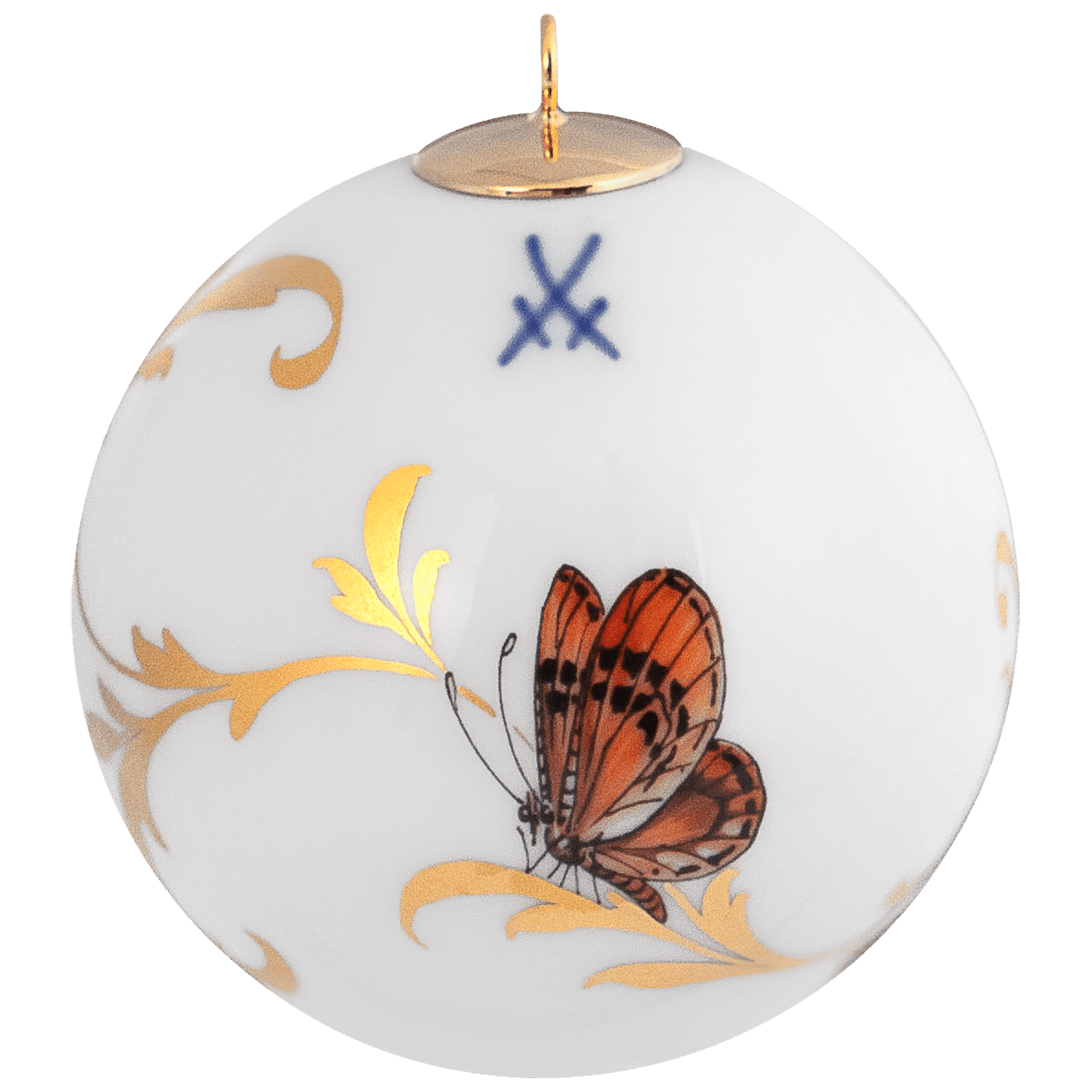 Kugel, Schmetterlinge, goldene Ranken, Ø 5 cm | Meissen Zweigschmuck Kugel Kollektion 696101 - 55M09 - Meissen Weimar