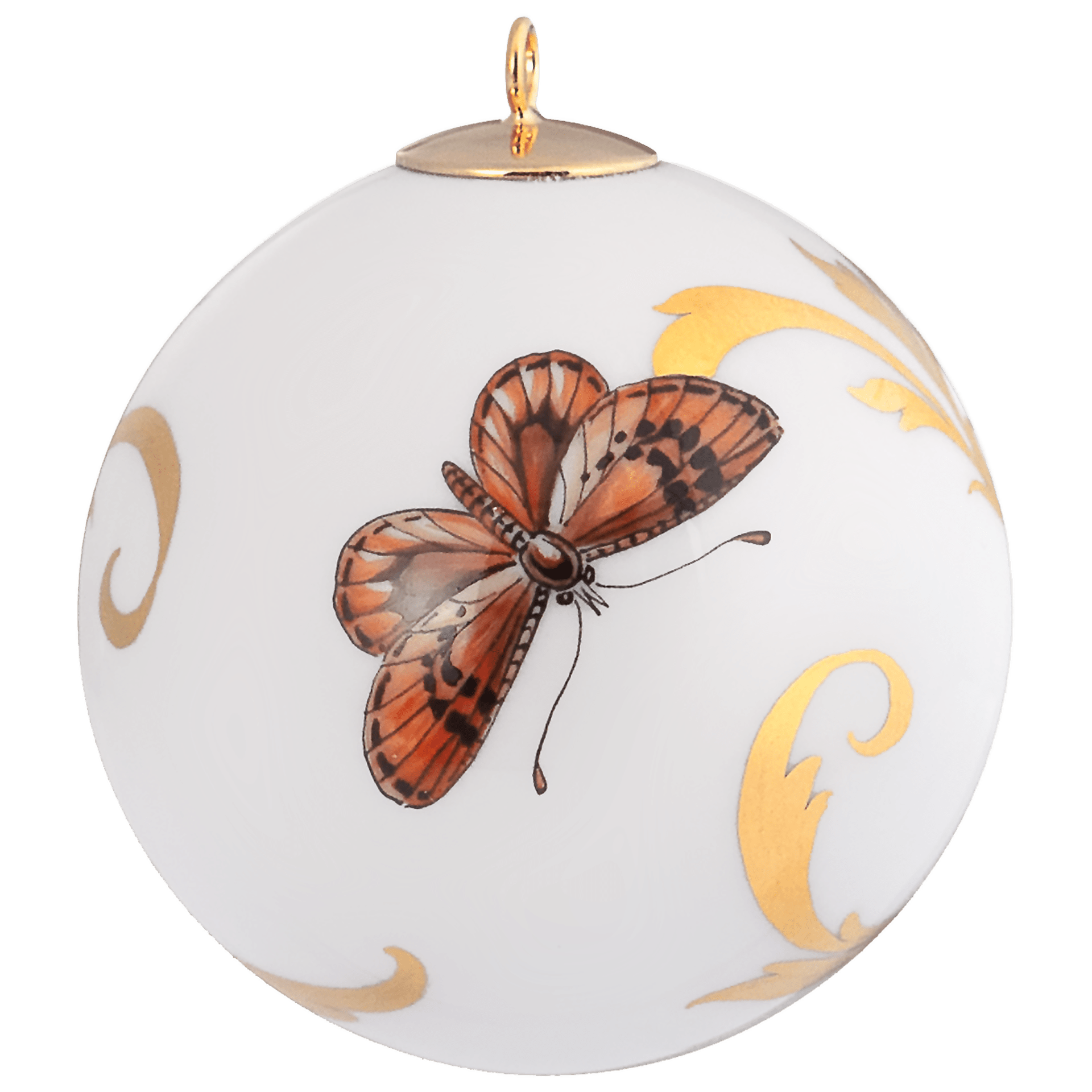 Kugel, Schmetterlinge, goldene Ranken, Ø 5 cm | Meissen Zweigschmuck Kugel Kollektion 696101 - 55M09 - Meissen Weimar