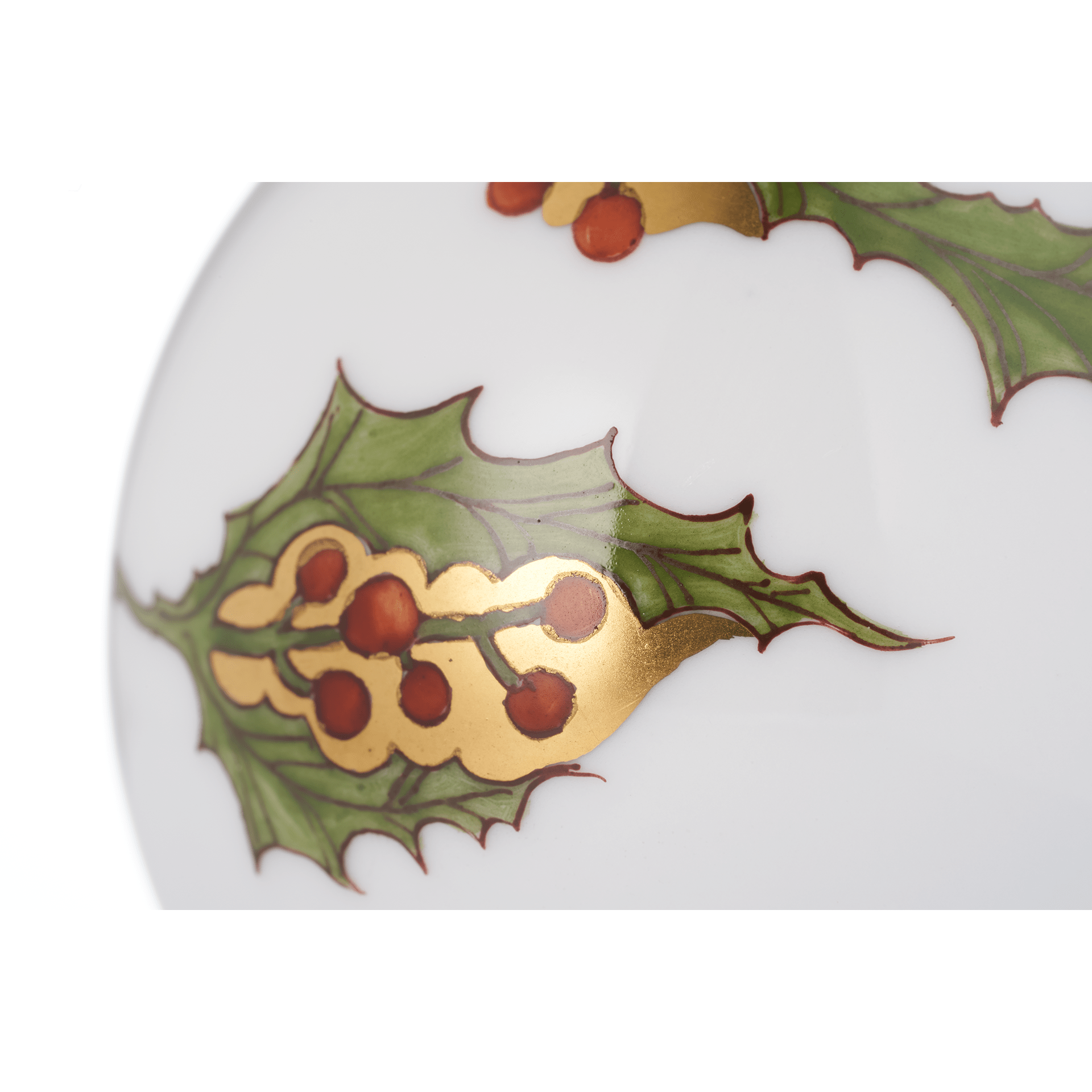 Kugel, Stechpalme, bunt und gold, weißer Rand, Ø 5 cm | Meissen Zweigschmuck Kugel Kollektion 700201 - 55M09 - Meissen Weimar