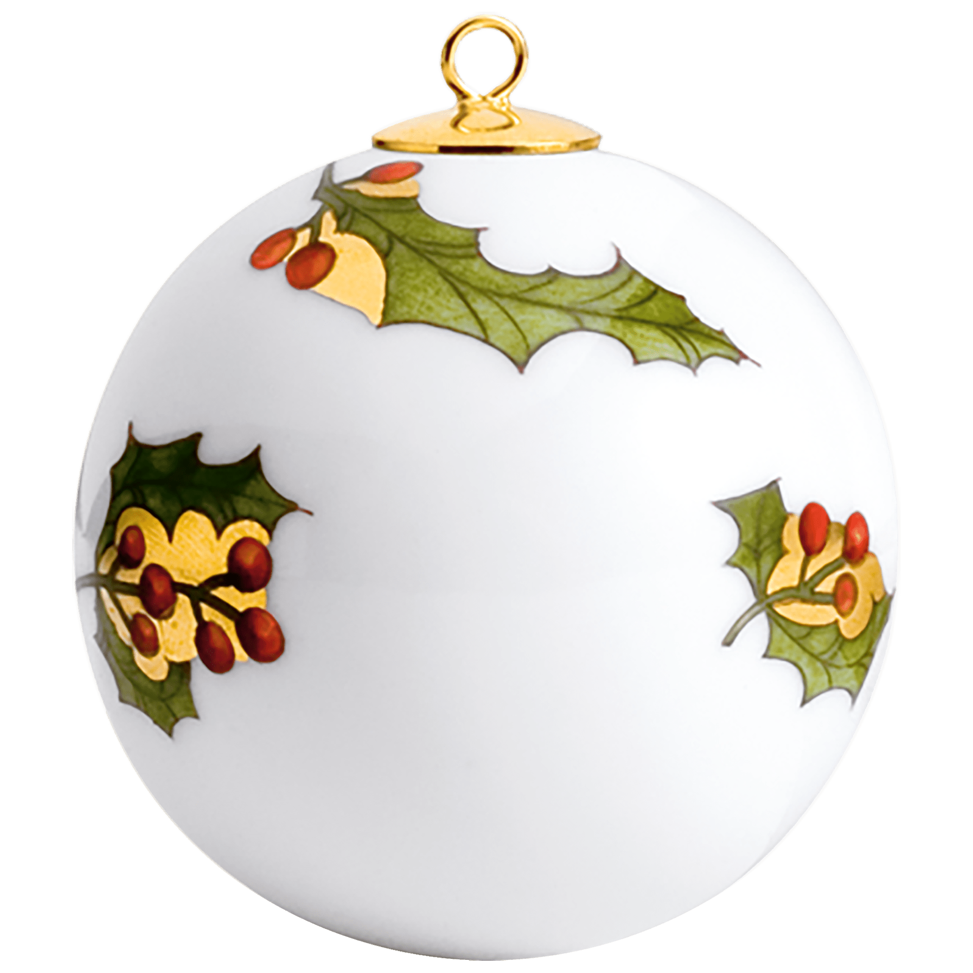 Kugel, Stechpalme, bunt und gold, weißer Rand, Ø 5 cm | Meissen Zweigschmuck Kugel Kollektion 700201 - 55M09 - Meissen Weimar