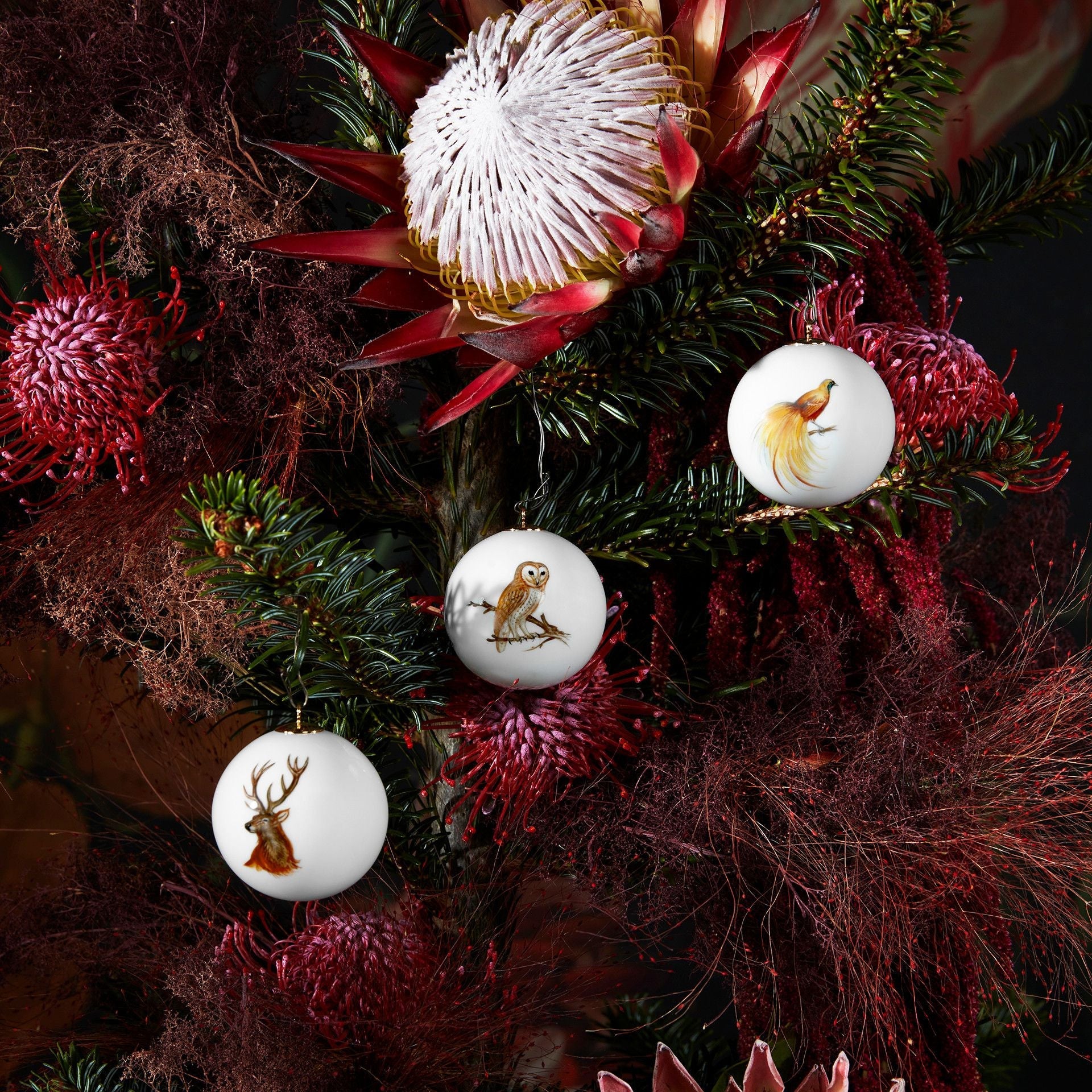 Kugel, Tiermalerei, bunt, Motiv Hirschkopf, Ø 5 cm | Meissen Zweigschmuck Kugel Kollektion 26A108 - 55M09 - Meissen Weimar