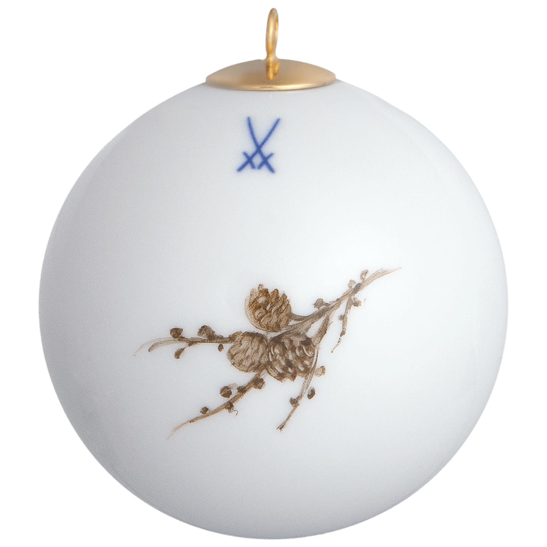 Kugel, Tiermalerei, bunt, Motiv: Schleiereule, Ø 5 cm | Meissen Zweigschmuck Kugel Kollektion 26A107 - 55M09 - Meissen Weimar
