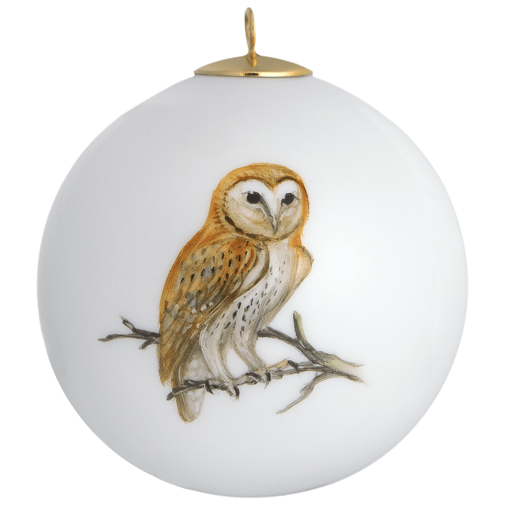 Kugel, Tiermalerei, bunt, Motiv: Schleiereule, Ø 5 cm | Meissen Zweigschmuck Kugel Kollektion 26A107 - 55M09 - Meissen Weimar