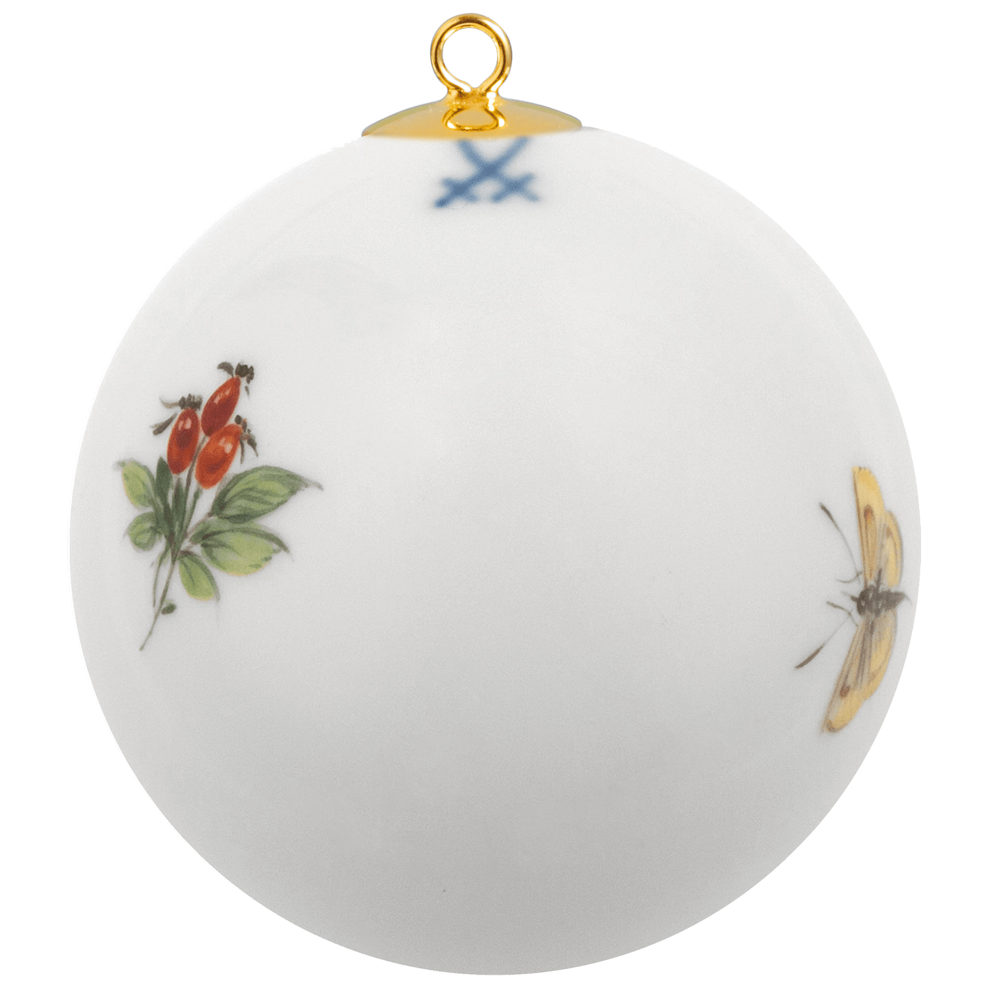 Kugel, Vogelmalerei, Rotkehlchen, Goldrand, Ø 5 cm | Meissen Zweigschmuck Kugel Kollektion 26C001 - 55M09 - Meissen Weimar