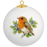 Kugel, Vogelmalerei, Rotkehlchen, Goldrand, Ø 5 cm | Meissen Zweigschmuck Kugel Kollektion