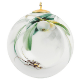 Kugel, Waldflora mit Insekten, Mistelzweig, weißer Rand, H 5 cm | Meissen Zweigschmuck Kugel Kollektion