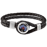 Lederarmband Indische Blüte Blau, Breite 21 cm | Meissen Herrenschmuck