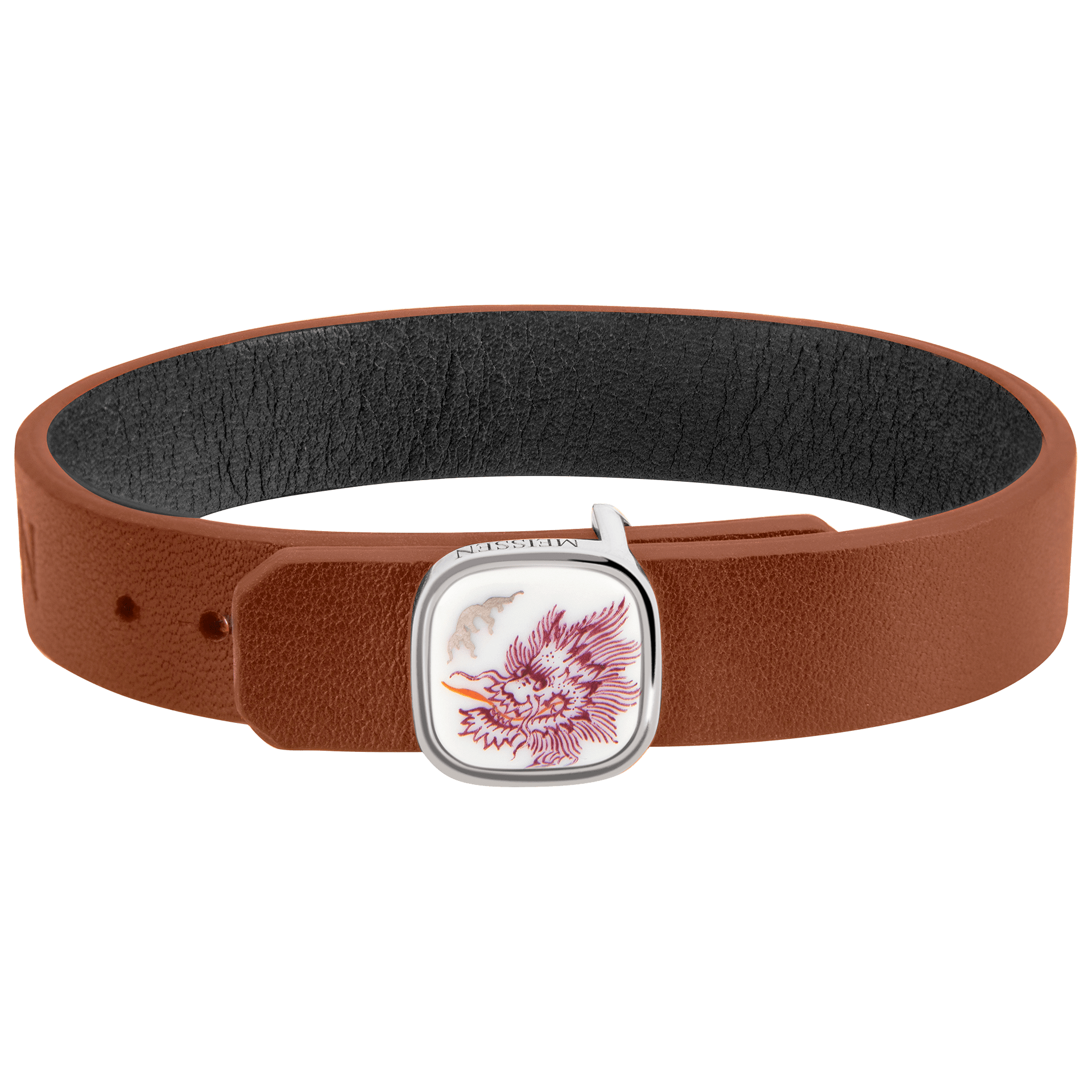 Lederarmband Ming - Drache Purpur, Schließe 925 Sterlingsilber | Meissen Herrenschmuck mpj60dr928c2 - Meissen Weimar