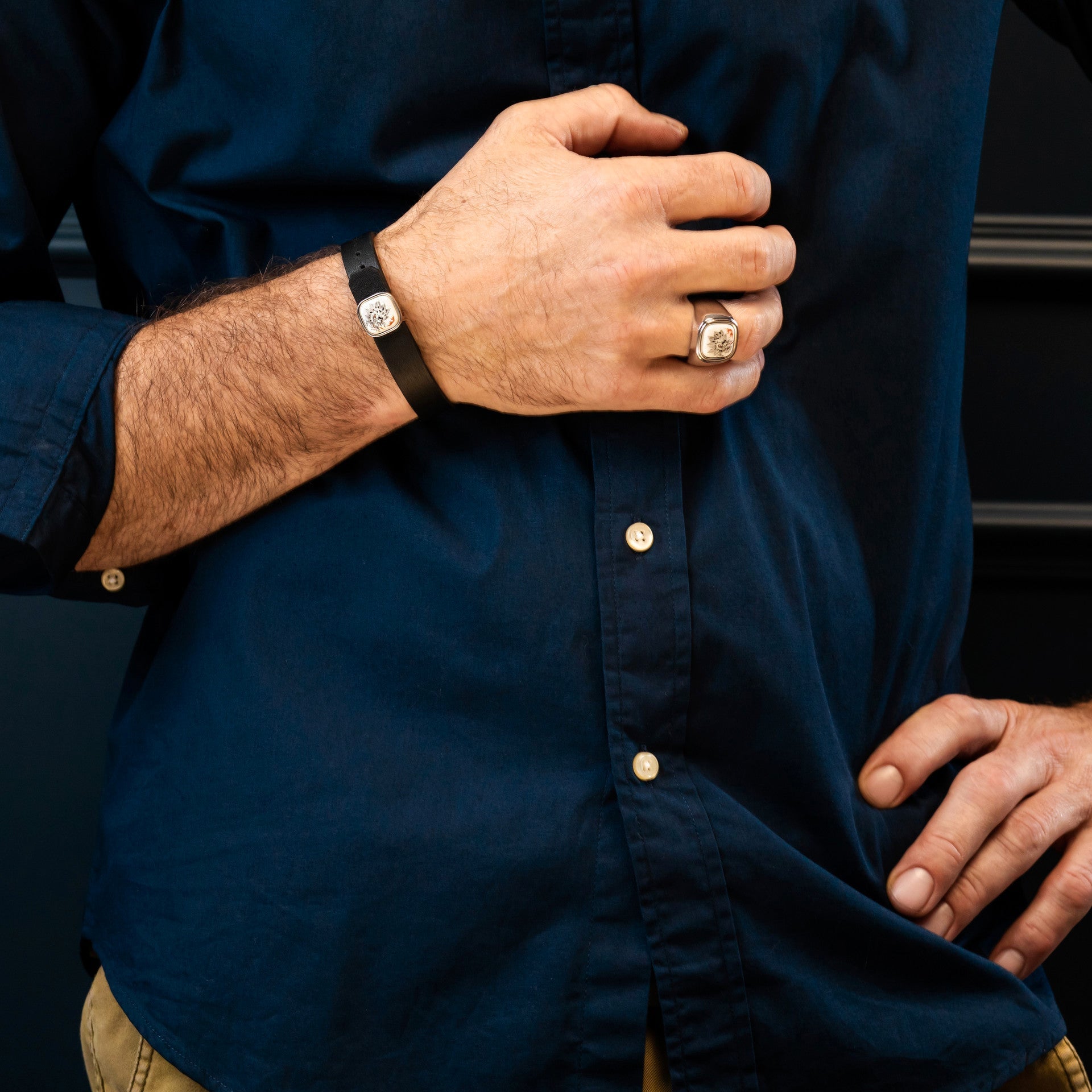 Lederarmband Ming - Drache Schwarz, Schließe 925 Sterlingsilber | Meissen Schmuck Individuell mpj60dr927c2 - Meissen Weimar