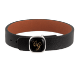Lederarmband Monogramm in Gold, Schwarz, Breite 1,4 cm | Meissen Geschenke Individuell