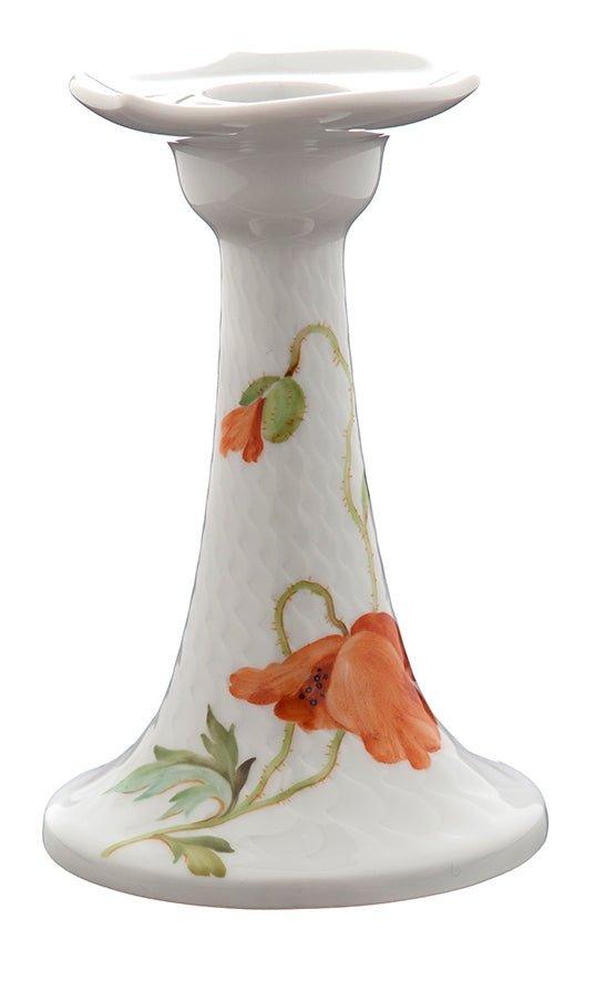 Leuchter Blumenmalerei "Wilder Mohn", rot, weißer Rand, H 13 cm | Accessoires Meissen Wellenspiel Relief 615201 - 53114 - Meissen Weimar