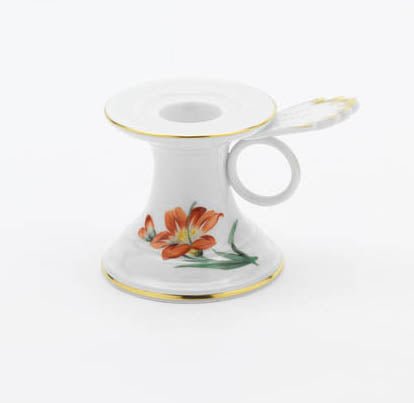Leuchter, Lilie, zum Schiller - Jubiläum, Limitierung, Schrift lt. Sondertext, H 7 cm | Meissen Kollektion 03A041 - 53101 - Meissen Weimar