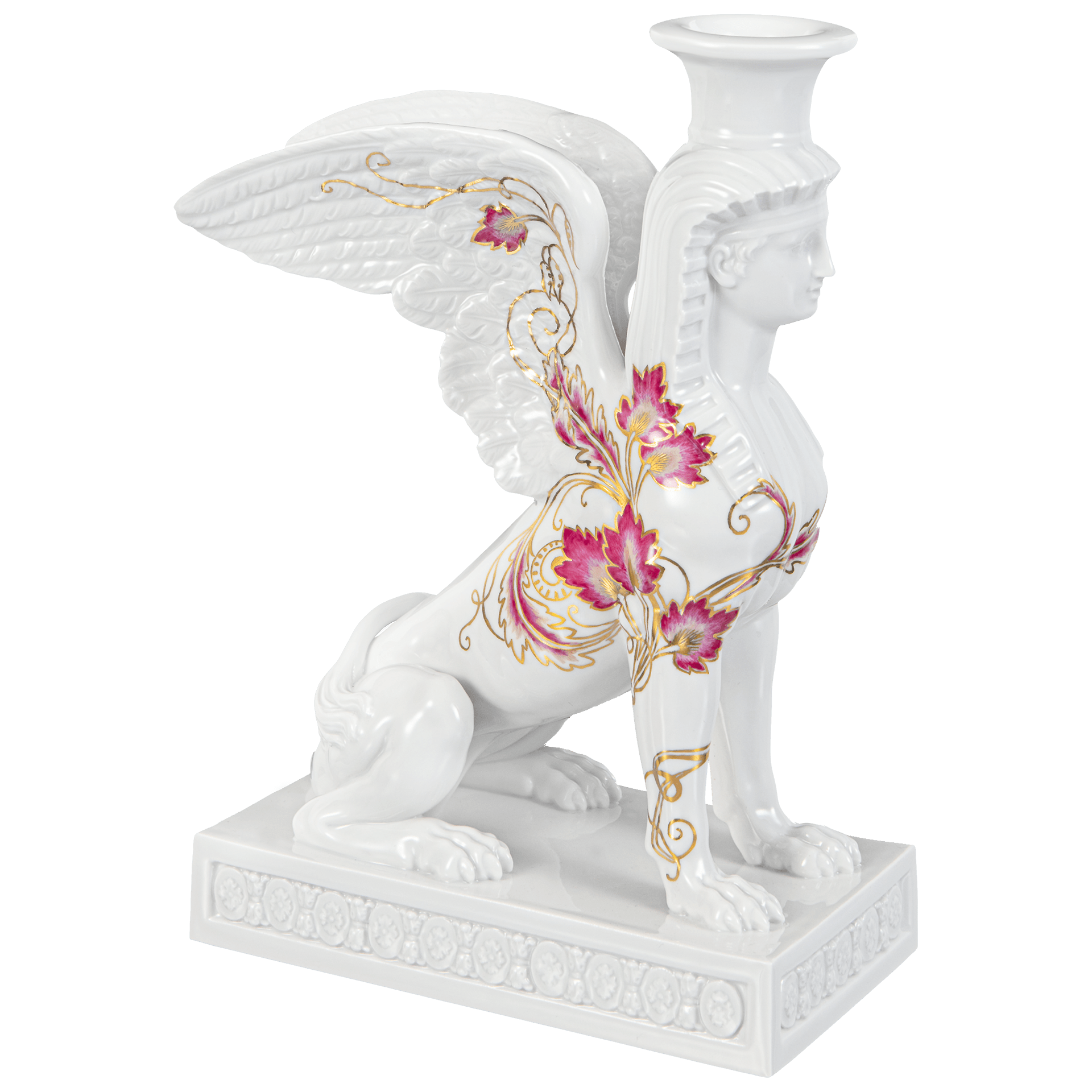 Leuchter Sphinx, Purpur und Gold, H 22,5 cm | Meissen Atelier - Edition 90a459 - 79308 - Meissen Weimar
