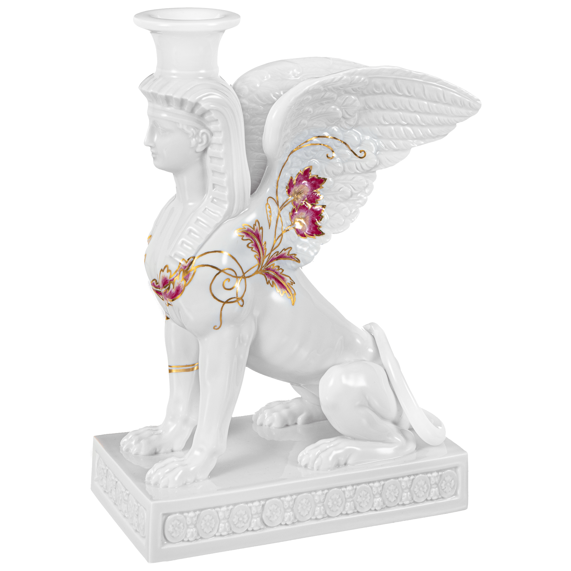 Leuchter Sphinx, Purpur und Gold, H 22,5 cm | Meissen Atelier - Edition 90a459 - 79308 - Meissen Weimar