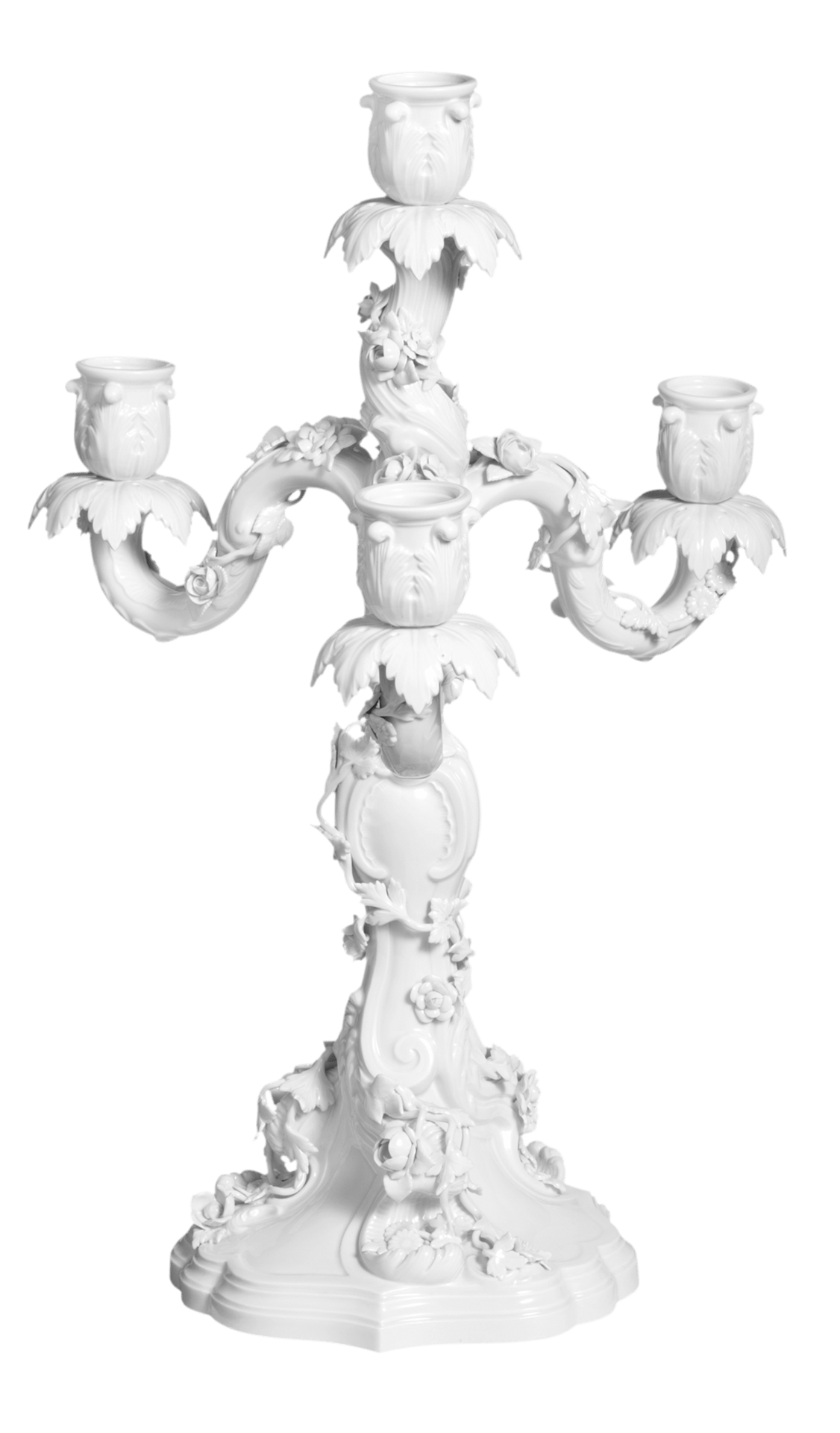 Leuchter Weiß, H 47,5 cm, 4 - flammig | Meissen Exklusiv - Kollektion 000080 - 79082 - Meissen Weimar