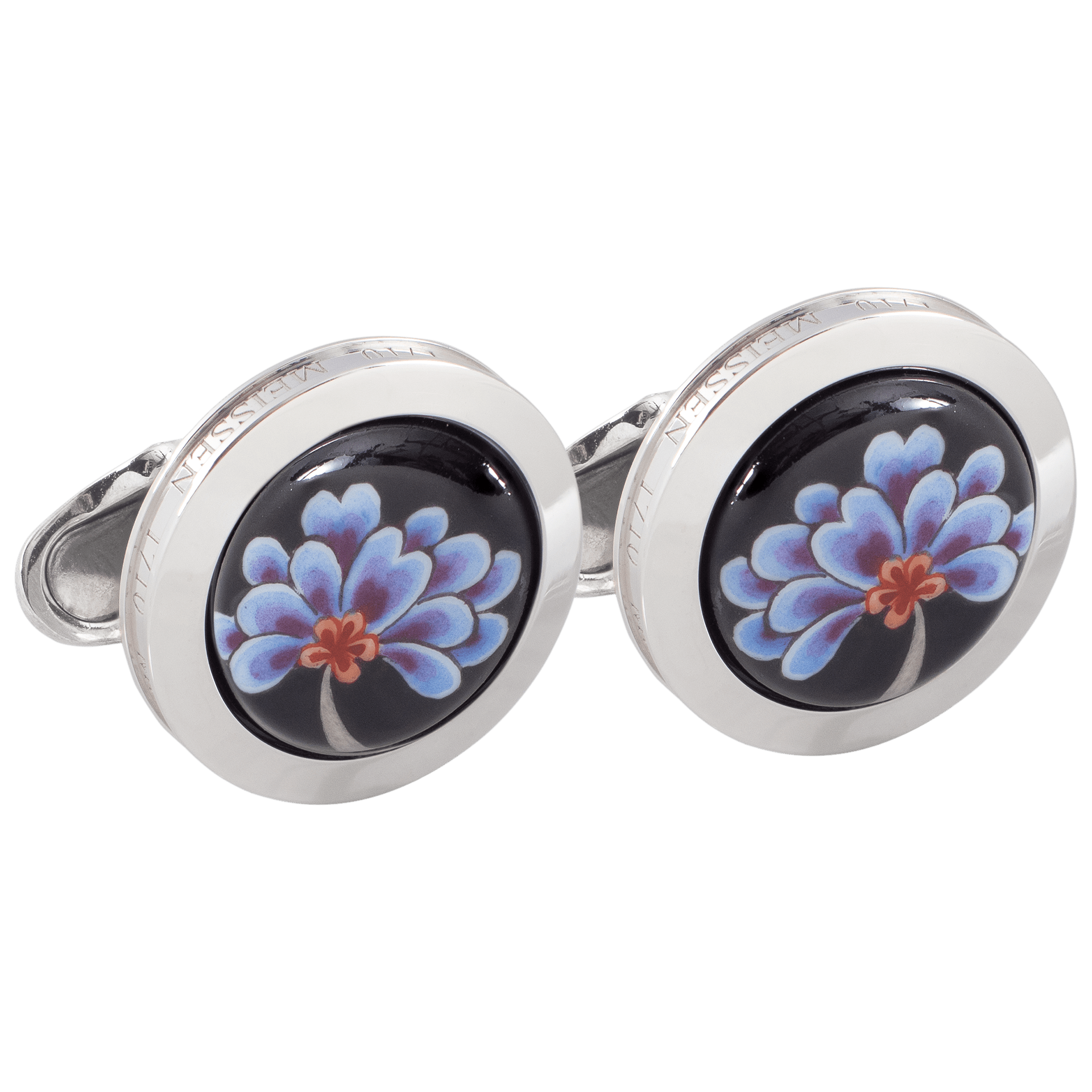 Manschettenknöpfe Indische Blüte Blau Ø 1,8 cm | Meissen Herrenschmuck mpj70bi930c - Meissen Weimar