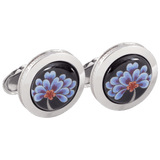 Manschettenknöpfe Indische Blüte Blau Ø 1,8 cm | Meissen Herrenschmuck