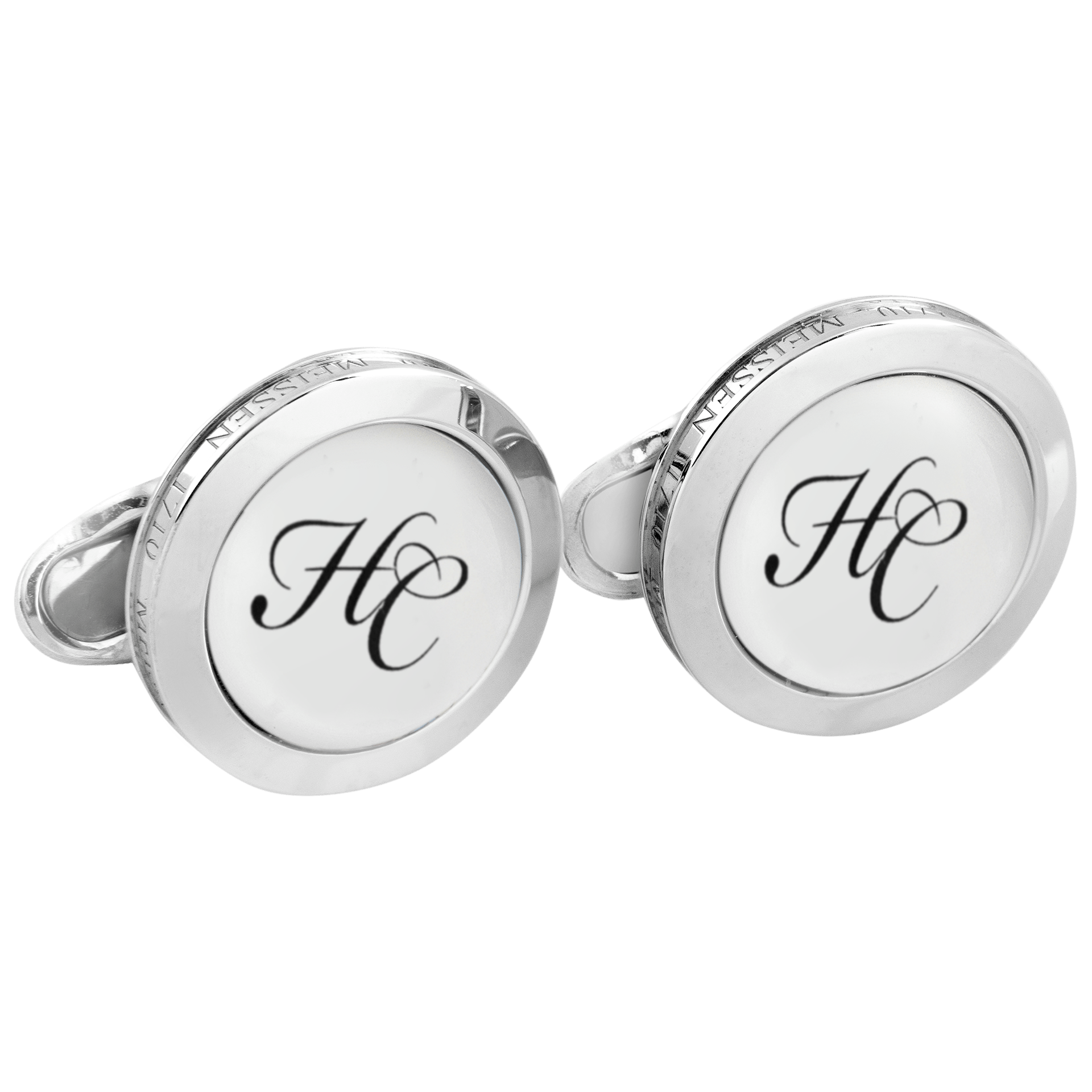 Manschettenknöpfe mit Monogramm Schwarz, 17 g | Meissen Schmuck Individuell 99a132-c5321 - Meissen Weimar
