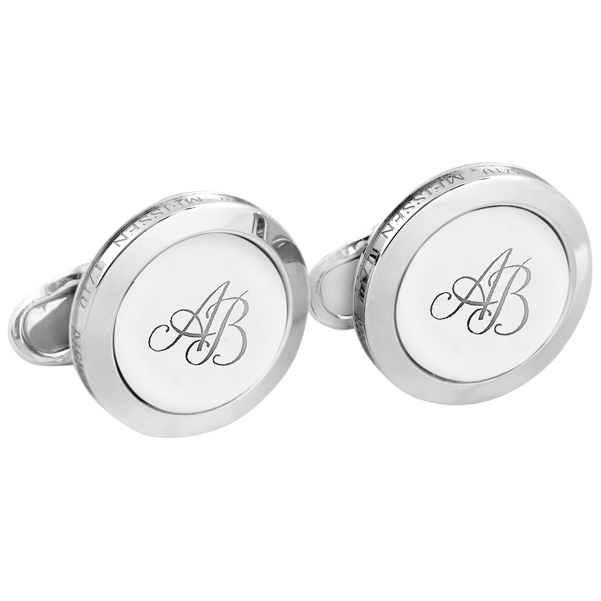 Manschettenknöpfe Monogramm in Platin 925 Sterlingsilber Paar | Meissen Schmuck Individuell 99a065-c5321 - Meissen Weimar