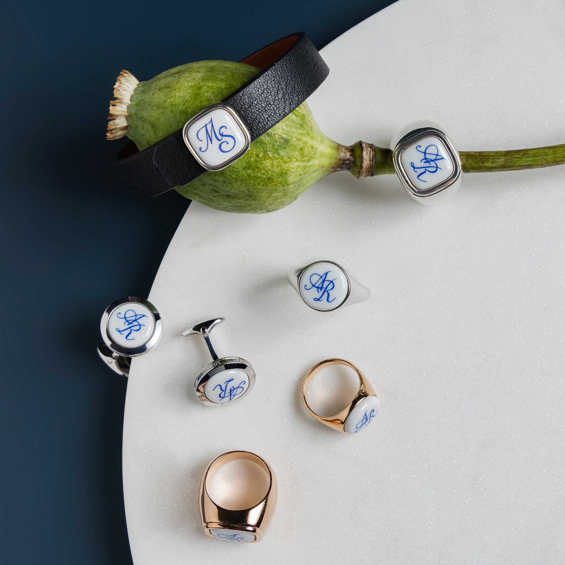 Manschettenknöpfe Monogramm Kobaltblau | Meissen Geschenke 99a067-c5321 - Meissen Weimar