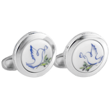 Manschettenknöpfe Taube mit Olivenzweig, Ø 1.8 cm, 2-teilig | Meissen Schmuck Individuell