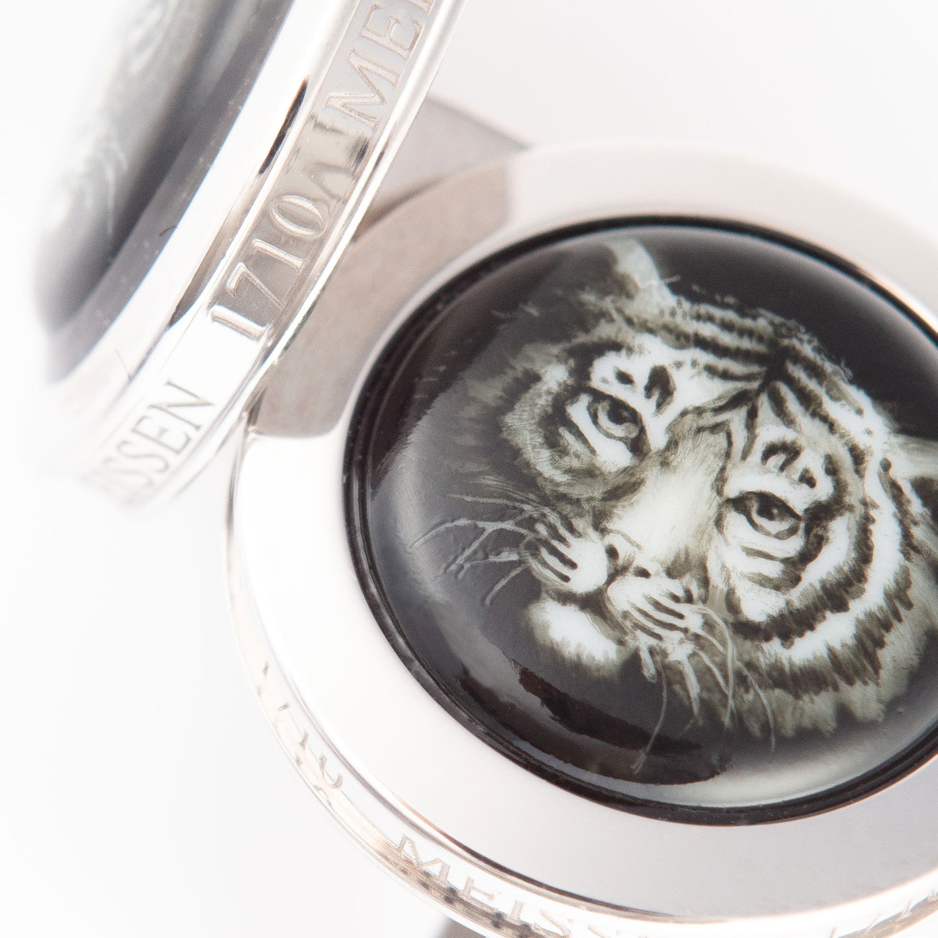 Manschettenknöpfe Tiger Motiv, Ø 1,8 cm, Paar | Meissen Herrenschmuck mpj70ti930c - Meissen Weimar