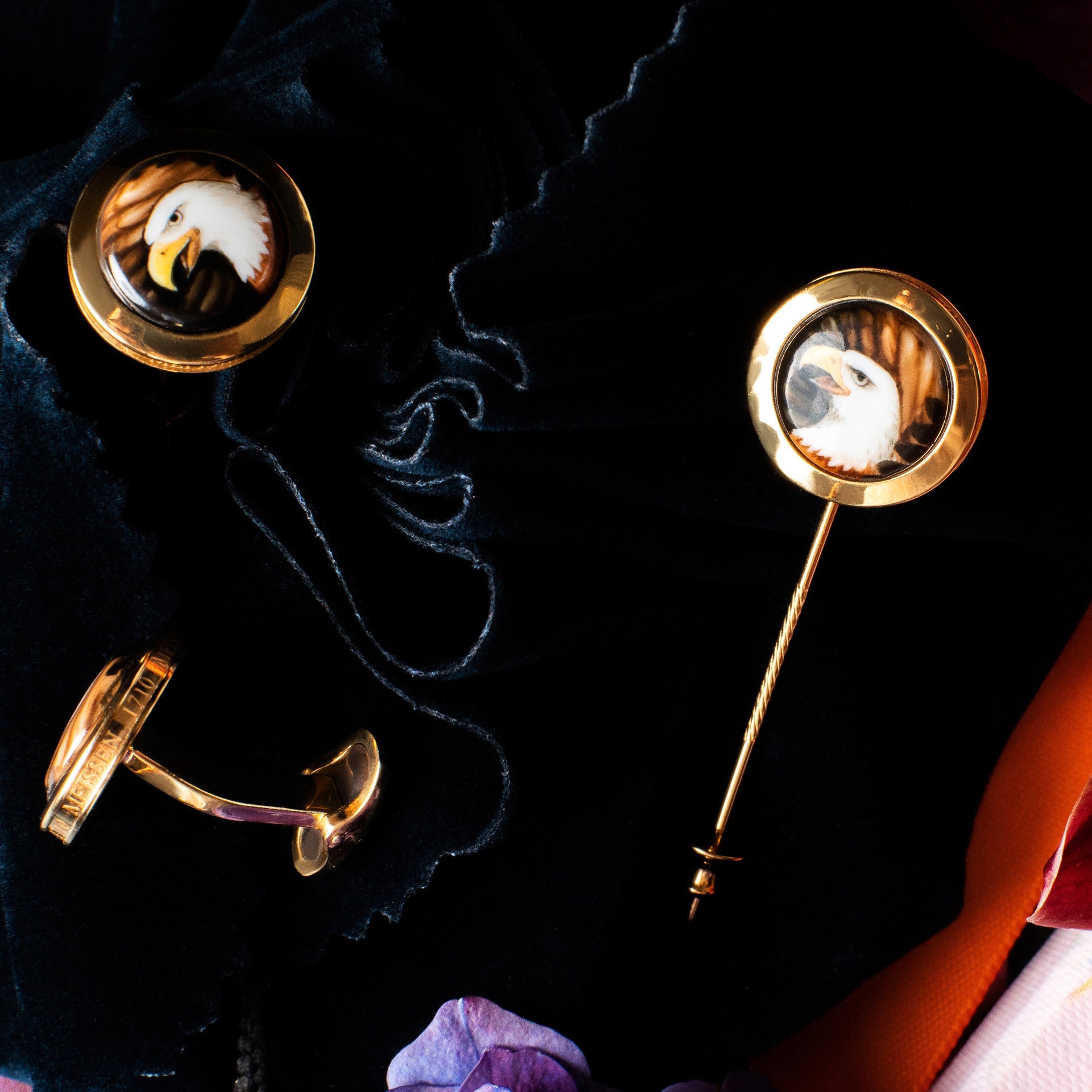 Manschettenknöpfe Weißkopfseeadler Ø 1,8 cm | Meissen Herrenschmuck mpj70ad830c - Meissen Weimar