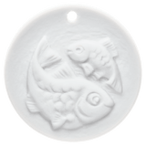 Fische, weiß, Ø 3,6 cm | Meissen Zodiac-Medaillen Kollektion