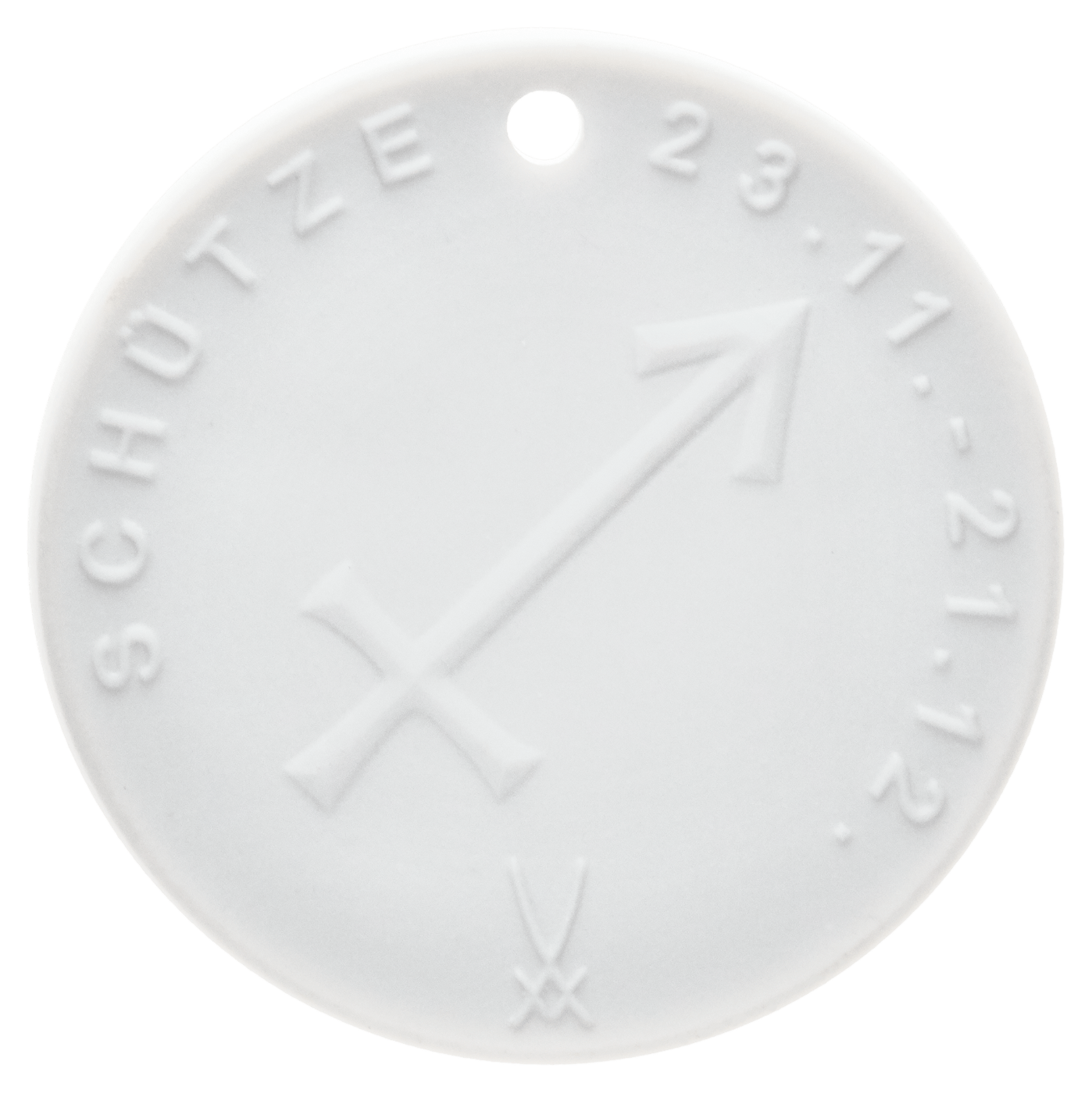 Medaille 'Schütze', Medaillen, weiß, Ø 3,6 cm | Meissen Medaille 000003 - 98C22 - Meissen Weimar