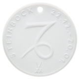 Steinbock, weiß, Ø 3,6 cm | Meissen Zodiac-Medaillen Kollektion