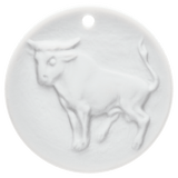 Stier, weiß, Ø 3,6 cm | Meissen Zodiac-Medaillen Kollektion