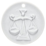 Waage, weiß, Ø 3,6 cm | Meissen Zodiac-Medaillen Kollektion