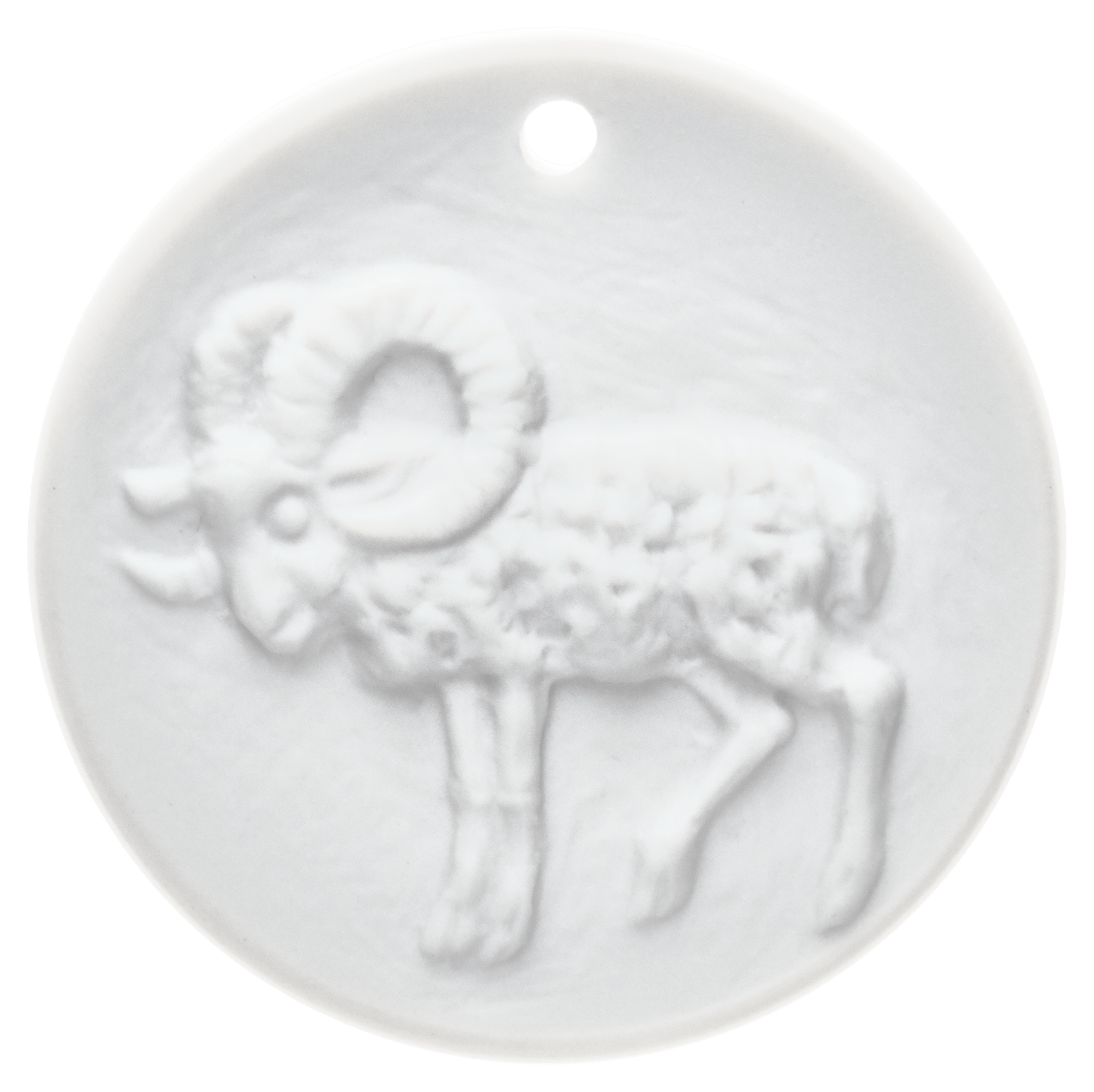 Medaille Widder, Medaillen, weiß, Ø 3,6 cm | Meissen Medaille Voderseite: Widder, rückseite: Meissen - Logo 000003 - 98C14 - Meissen Weimar