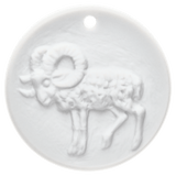 Widder, weiß, Ø 3,6 cm | Meissen Zodiac-Medaillen Kollektion