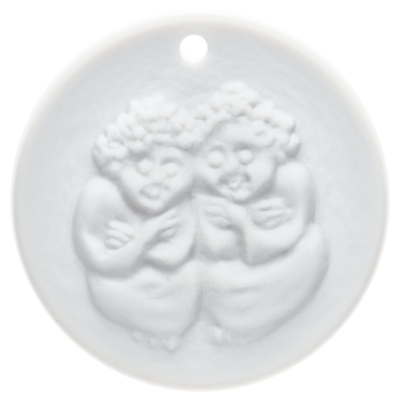 Medaille 'Zwillinge', weiß, Ø 3,6 cm | Meissen Medaillen 000003 - 98C16 - Meissen Weimar