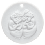 Medaille 'Zwillinge', weiß, Ø 3,6 cm | Meissen Medaillen