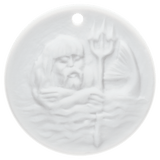 Meissen-Medaille Wassermann, weiß, Ø 3,6 cm | Die zwölf Tierkreiszeichen auf Meissener Medaillen