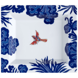 Meissen-Schale eckig,groß, "Indian Bird" Vogel in Wolken, 21x18,5cm | The Meissen Vide-Poche-Collection