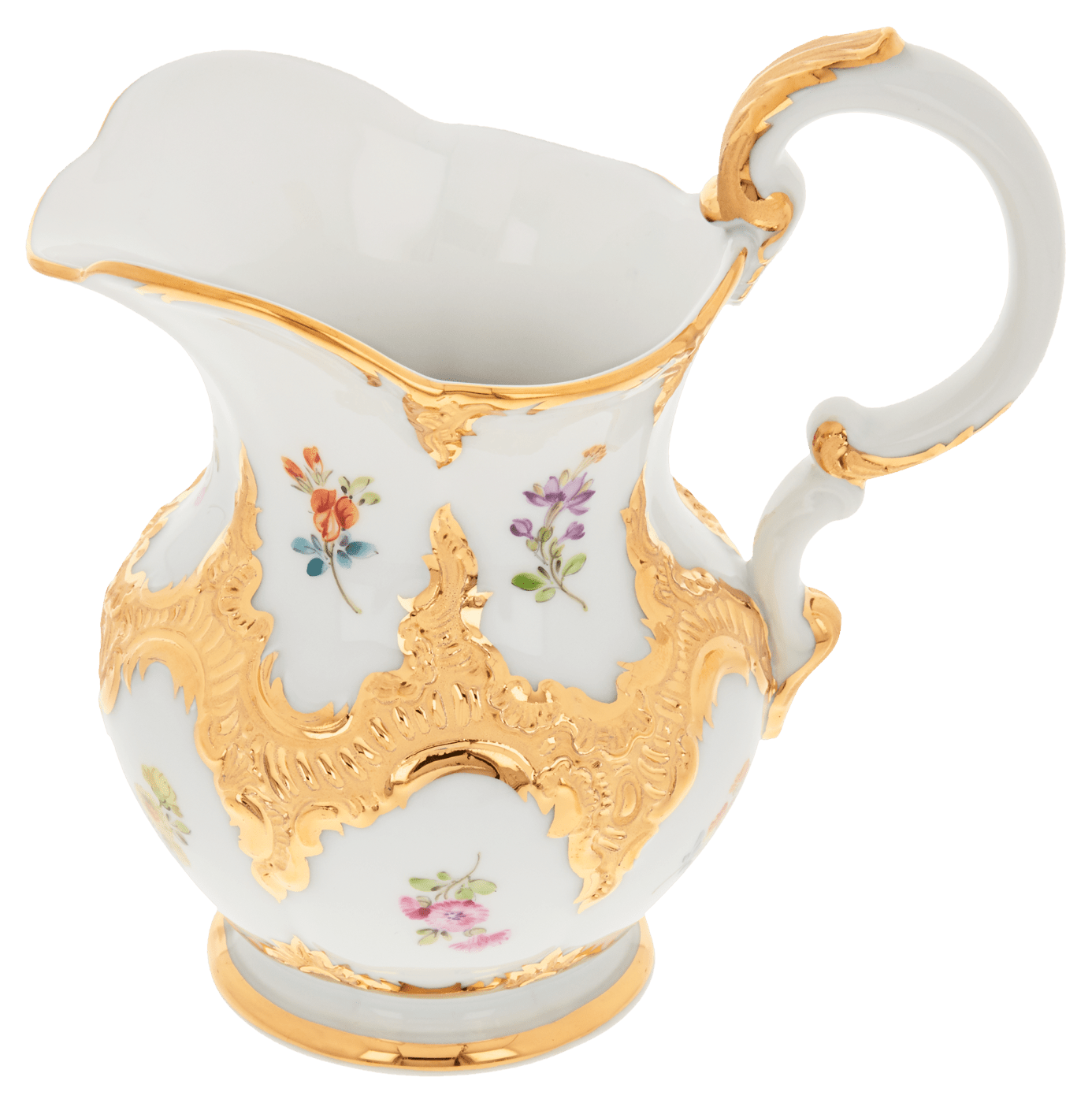 Milchkännchen Goldbronze gestreute Blümchen, H 13 cm | Meissen B - Form 010179 - 15765 - Meissen Weimar