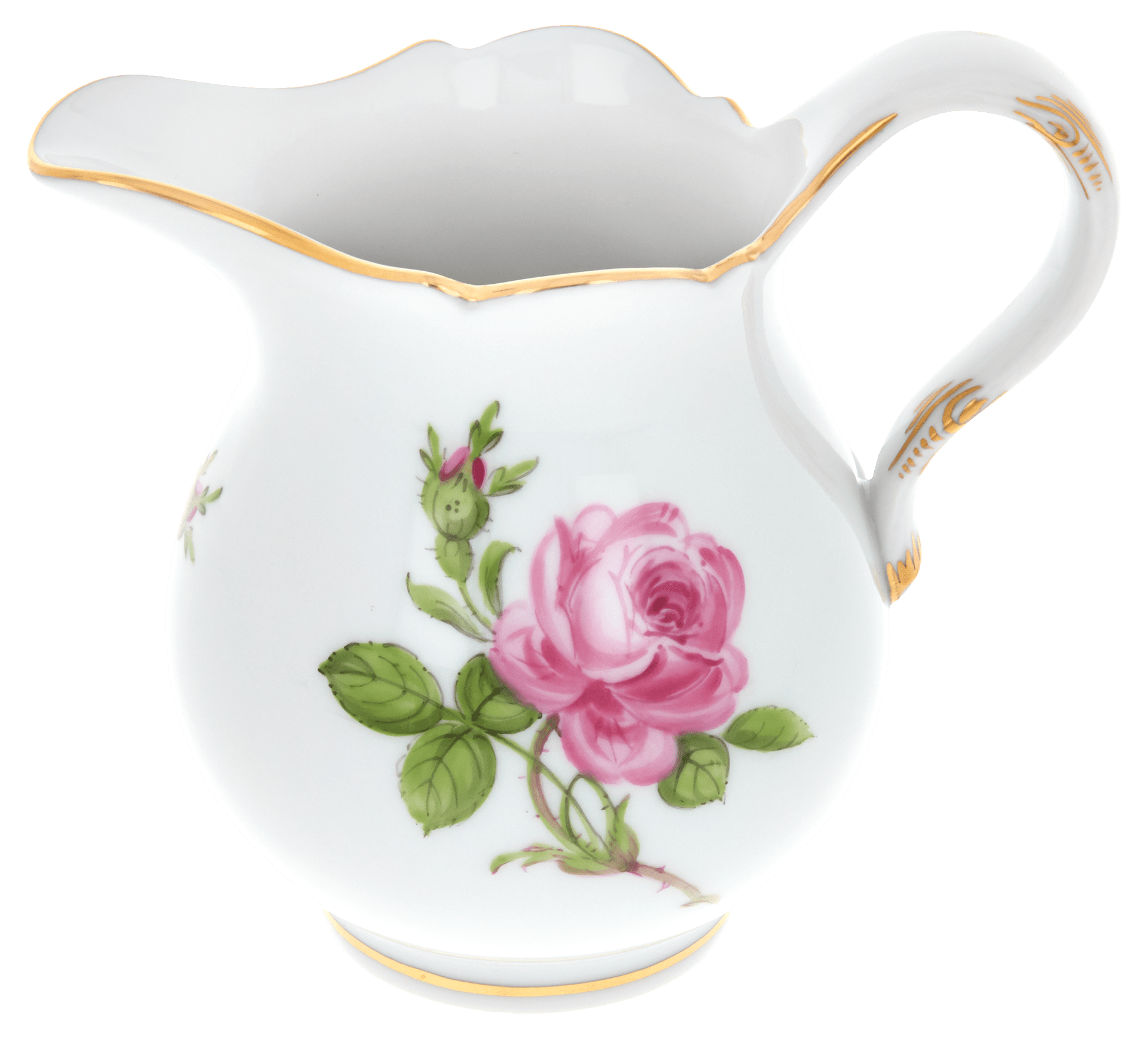 Milchkännchen, klein, Rose mitte, bunt, Goldrand, V 0,15 l | Meissen Neuer Ausschnitt 020110-00763 - Meissen Weimar