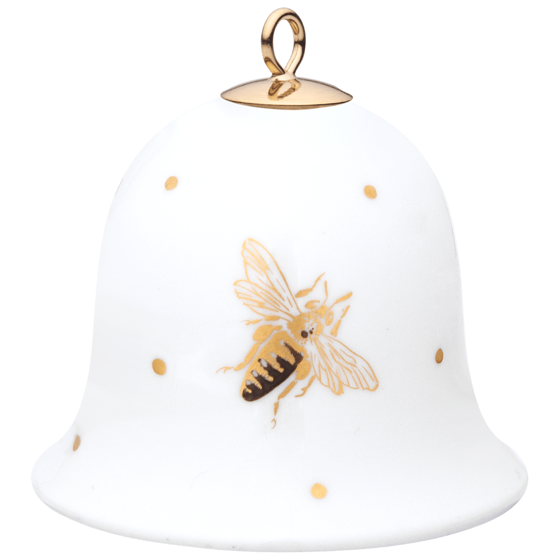 Miniatur - Glocke, Bienen mit Goldpunkten, H 5 cm | Meissen Zweigschmuck Glocken Kollektion 71A168 - 55M02 - Meissen Weimar