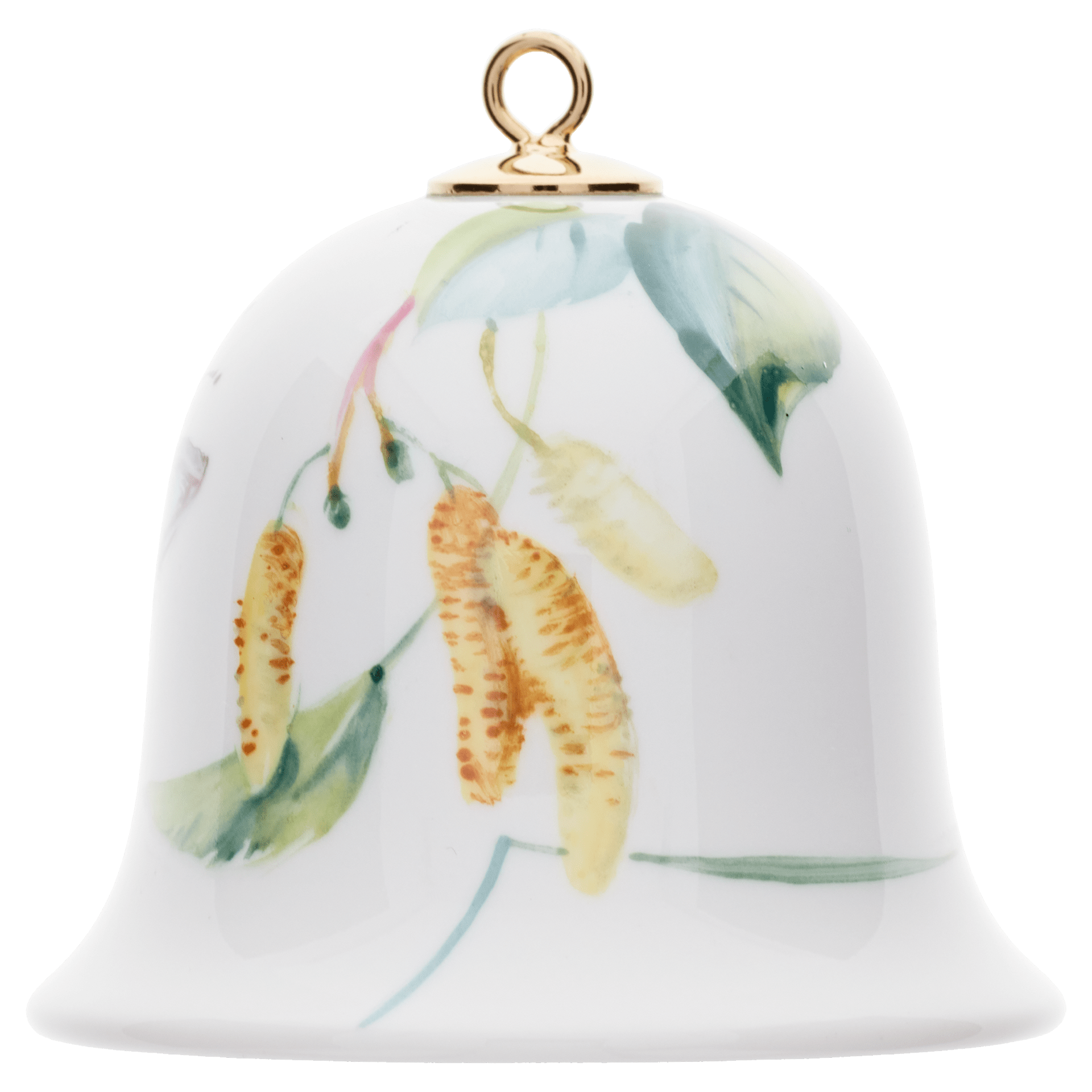 Miniatur - Glocke, Malerei Waldflora mit Insekten, Birke mit weißem Rand, H 5 cm | Meissen Exklusiv für Betzendorf 61C032 - 55M02 - Meissen Weimar
