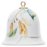 Miniatur-Glocke, Waldflora mit Insekten, Birke, weißer Rand, H 5 cm | Meissen Zweigschmuck Glocken Kollektion