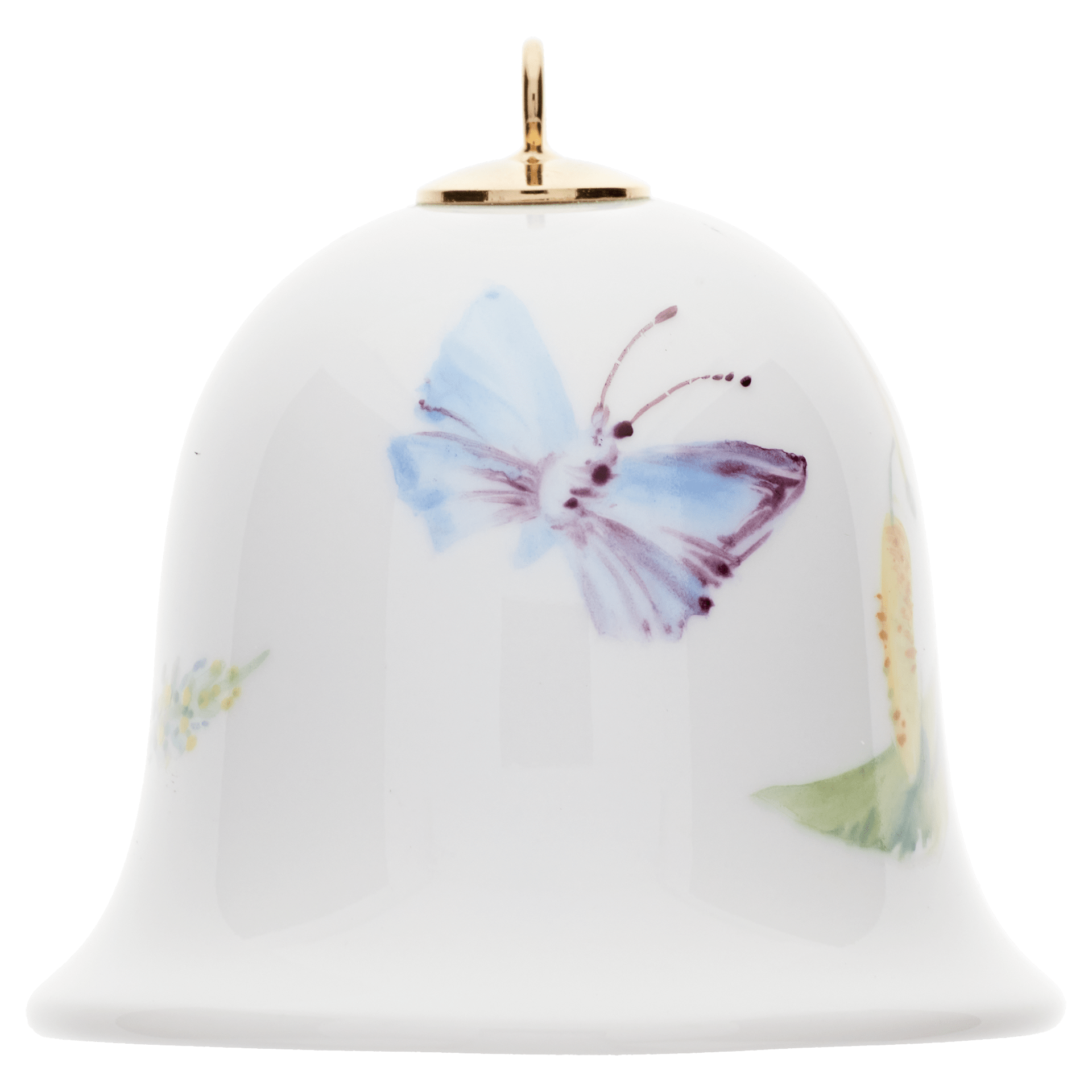 Miniatur - Glocke, Malerei Waldflora mit Insekten, Birke mit weißem Rand, H 5 cm | Meissen Exklusiv für Betzendorf 61C032 - 55M02 - Meissen Weimar