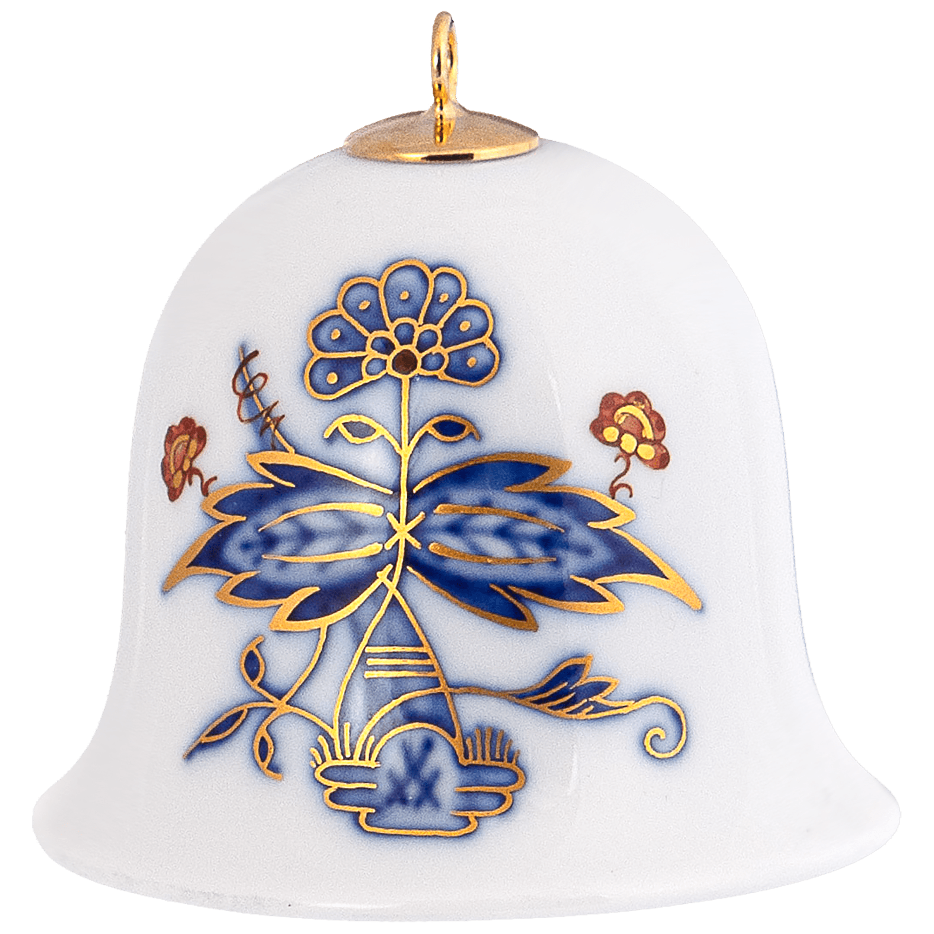 Miniatur - Glocke, Noble Blue, Zwiebelkante, H 5 cm | Meissen Zweigschmuck Glocken Kollektion 803090 - 55M02 - Meissen Weimar