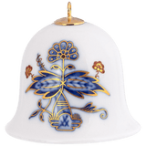 Miniatur-Glocke, Noble Blue, Zwiebelkante, H 5 cm | Meissen Zweigschmuck Glocken Kollektion