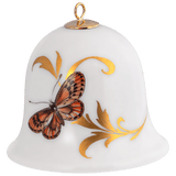 Miniatur-Glocke, Schmetterlinge, goldene Ranken, H 5 cm | Meissen Zweigschmuck Glocken Kollektion