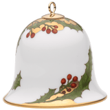 Miniatur-Glocke, Stechpalme, bunt und gold, Goldrand, H 5 cm | Meissen Zweigschmuck Glocken Kollektion
